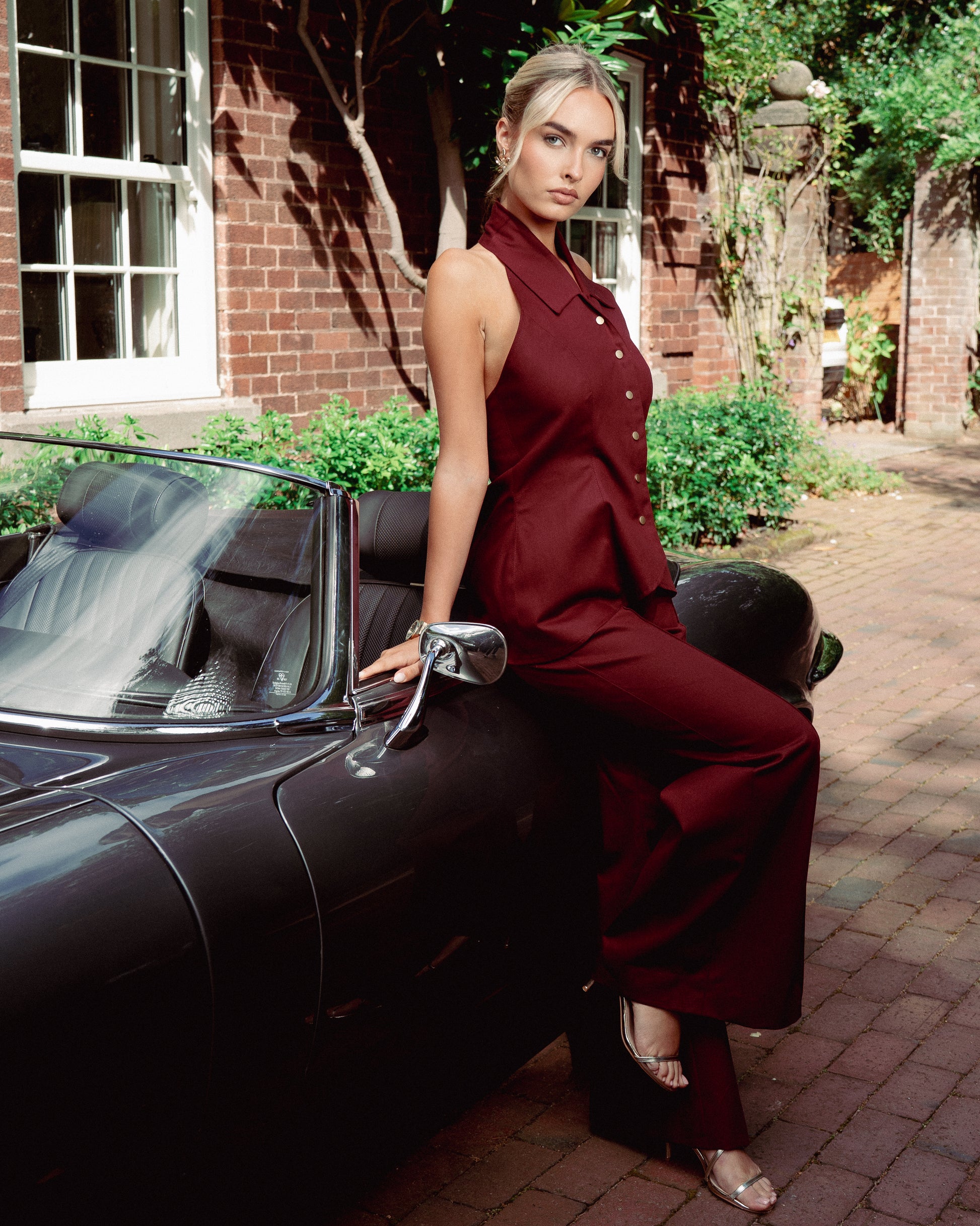 The Wide Leg Trouser in Plum